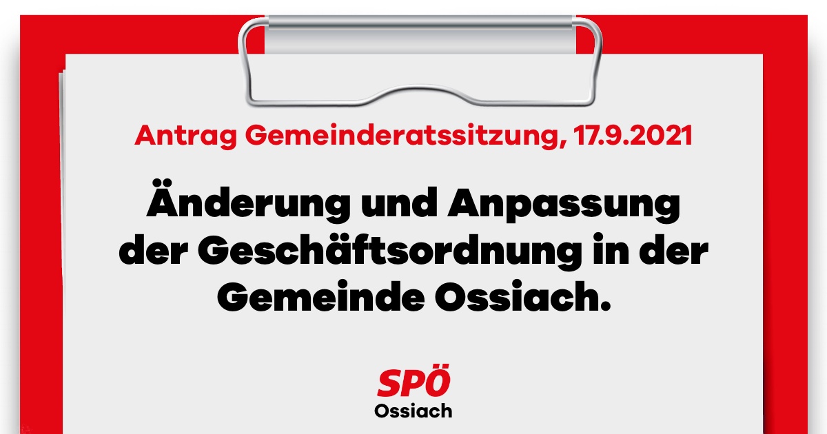 Antrag eingereicht: Neue Gesch&auml;ftsordnung Ossiach