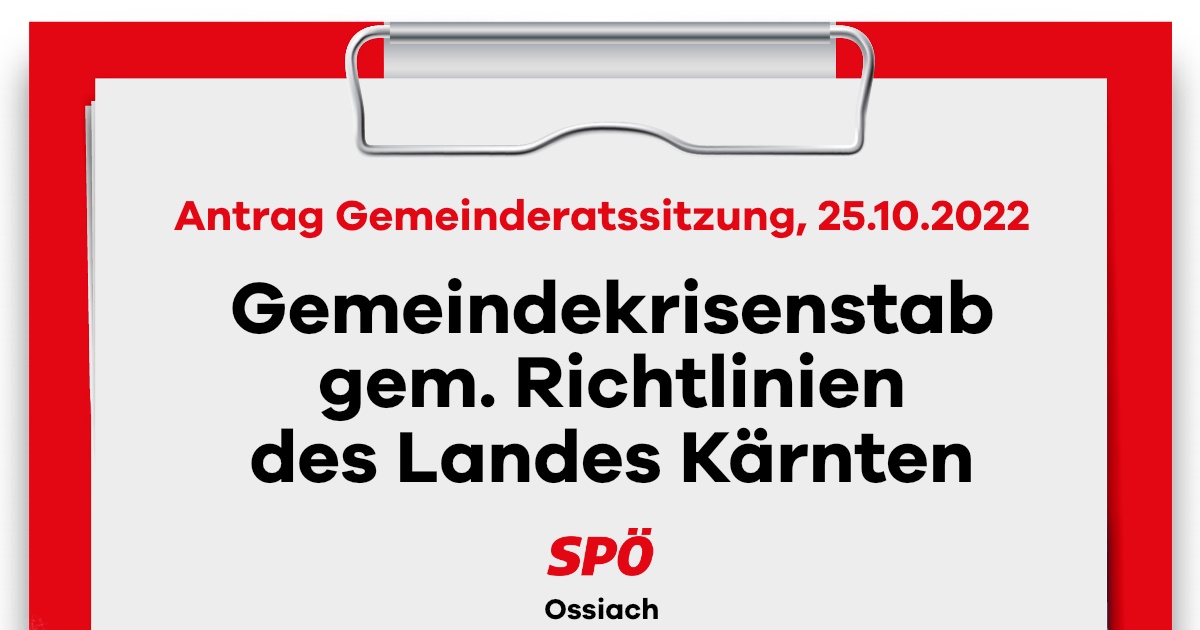 Antrag eingereicht: Gemeindekrisenstabes gem. Richtlinien des Landes K&auml;rnten