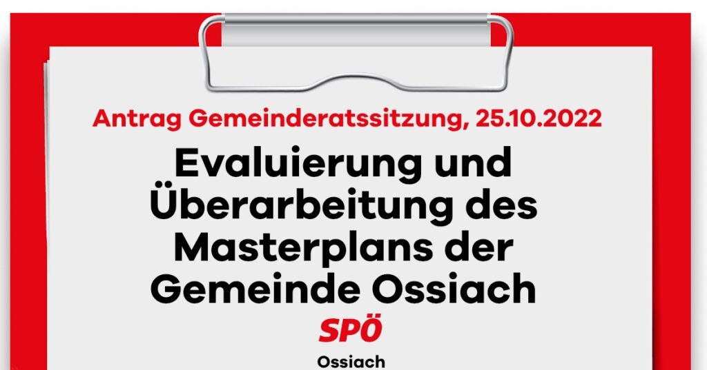 Antrag eingereicht: Evaluierung und &Uuml;berarbeitung des Masterplans der Gemeinde Ossiach