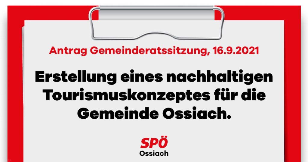 Antrag eingereicht: Tourismuskonzept Ossiach