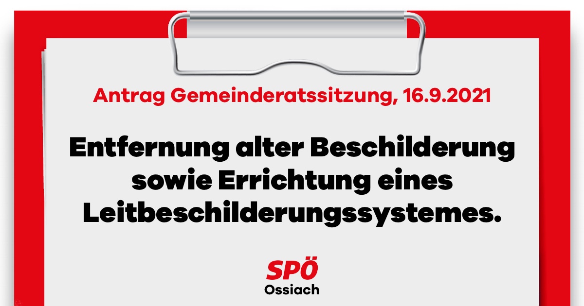 Antrag eingereicht: Leit-Beschilderungssystems in Ossiach